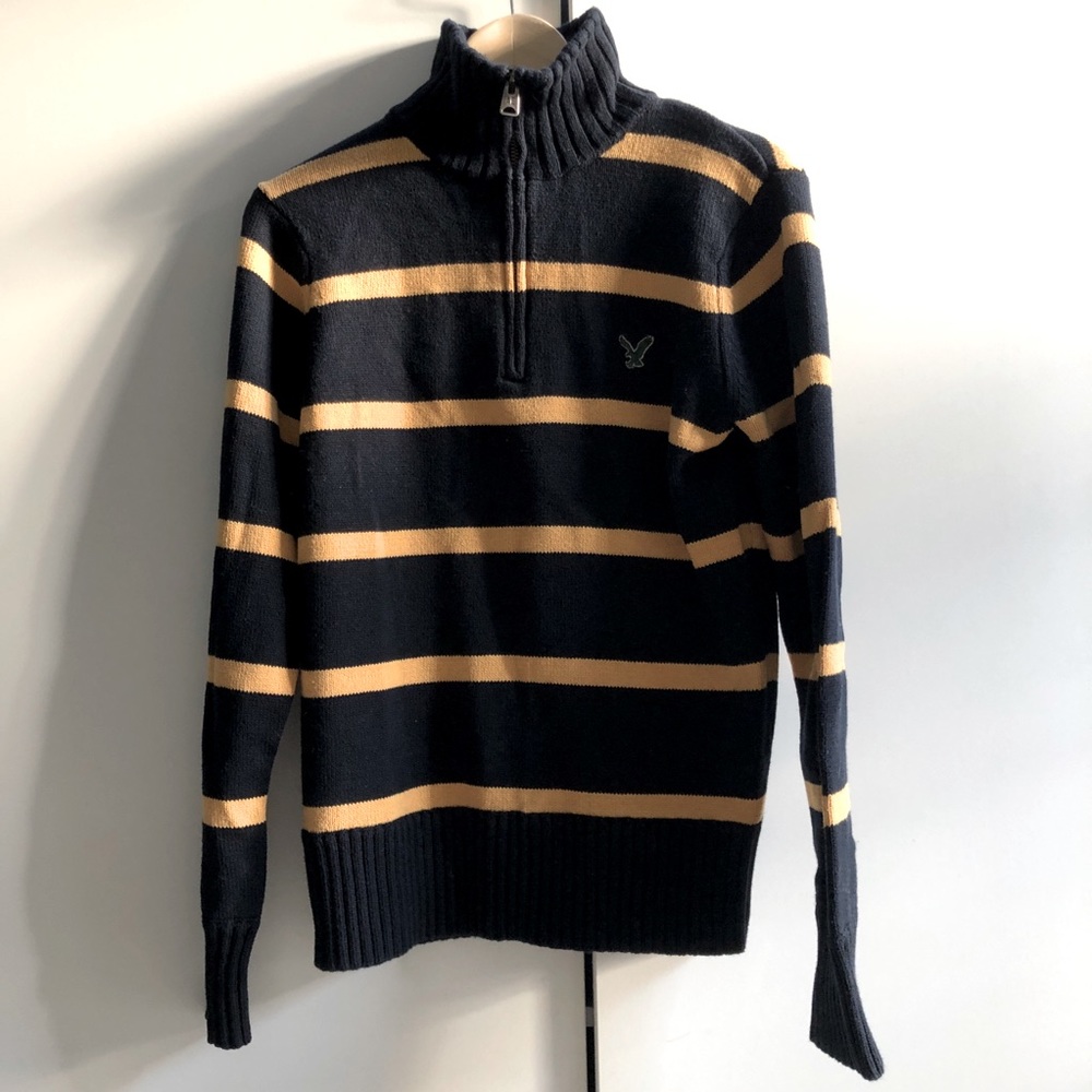 Striped zip up Cotton 90s sweater